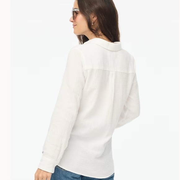 J. Crew double gauze Women's Classic White Button-Up Shirt - Picture 3 of 8